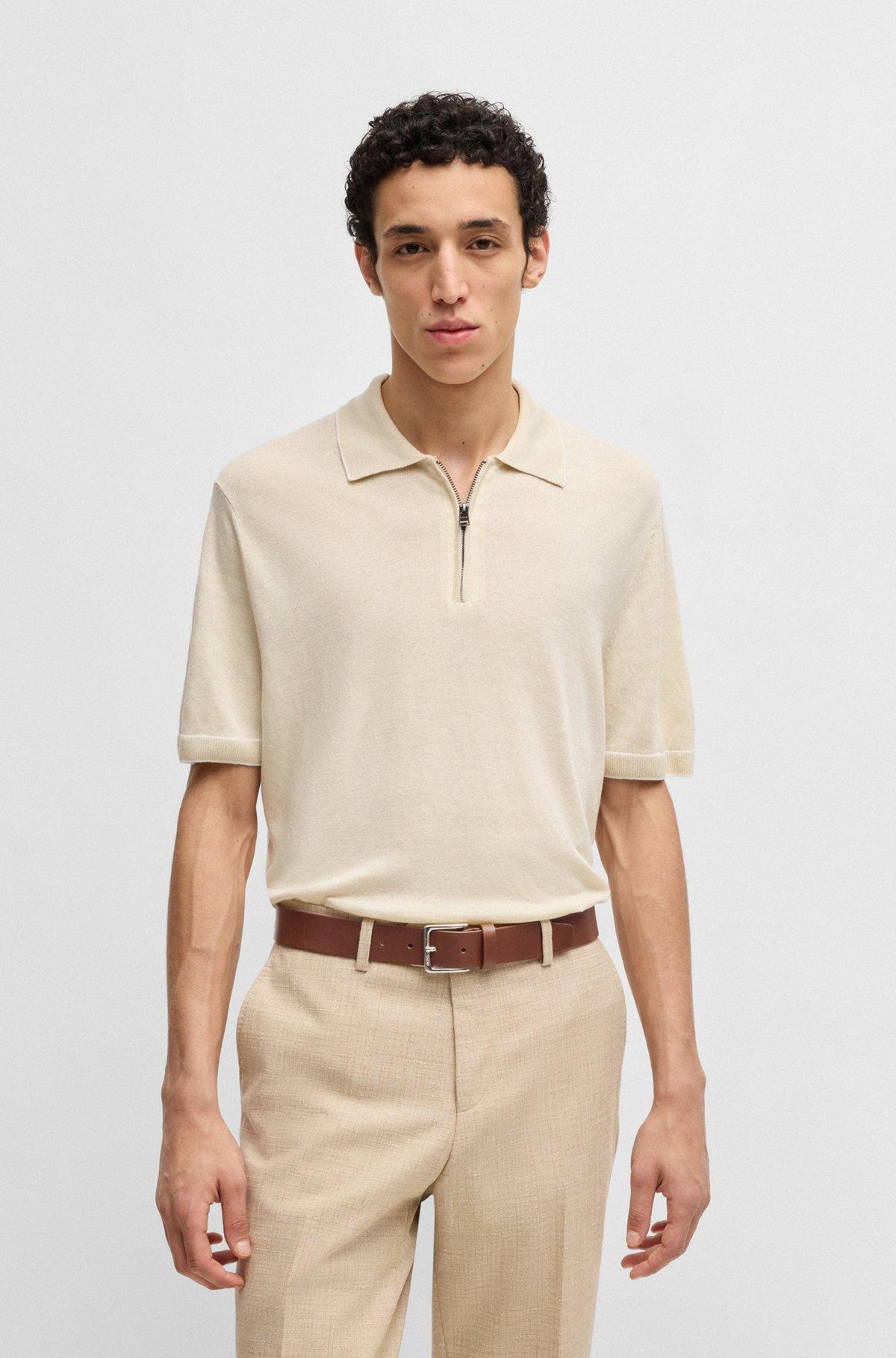 Italian-leather belt with silver-tone buckle Product Image