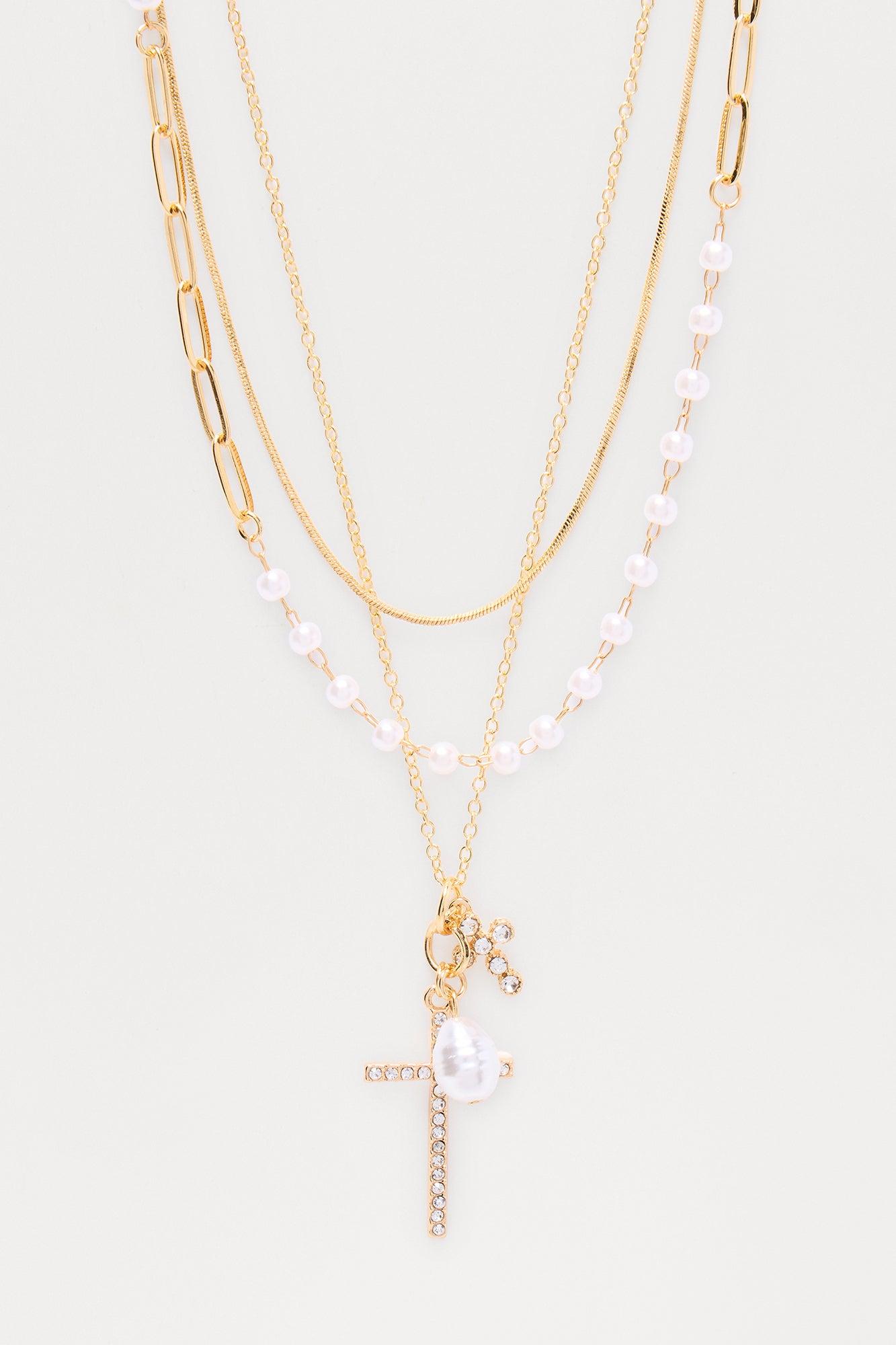 Reason Why Rhinestone Layered Necklace - Gold Female Product Image