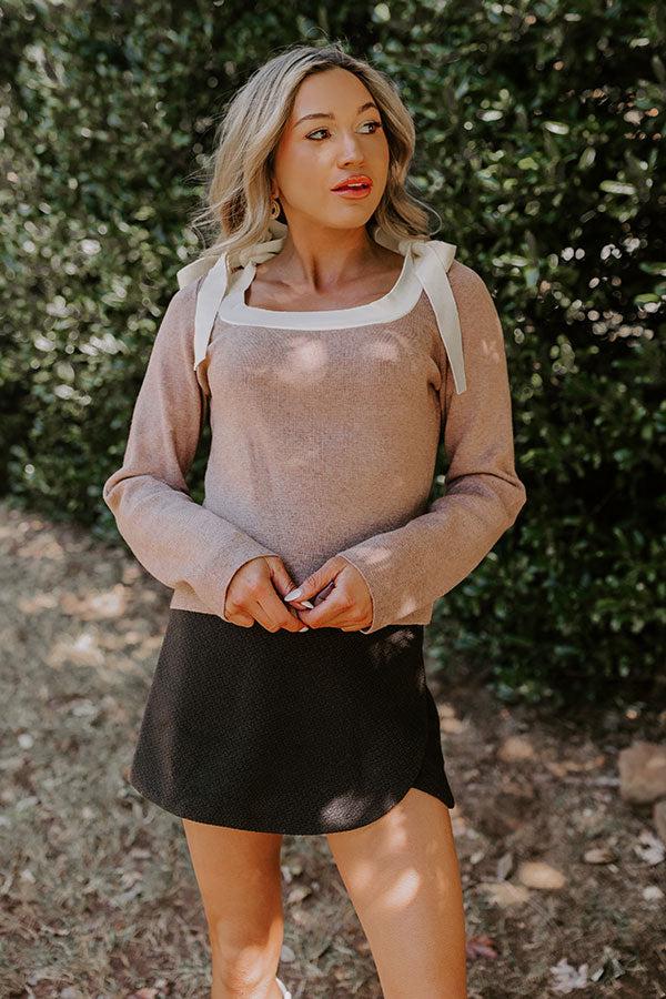 Small Town Bistro Knit Top in Mocha Product Image