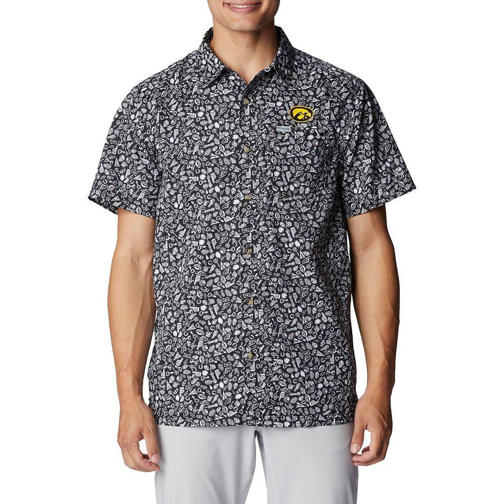 Men's Columbia Black Iowa Hawkeyes Super Slack Tide Omni-Shade Team Button-Up Shirt, Size: Large Product Image