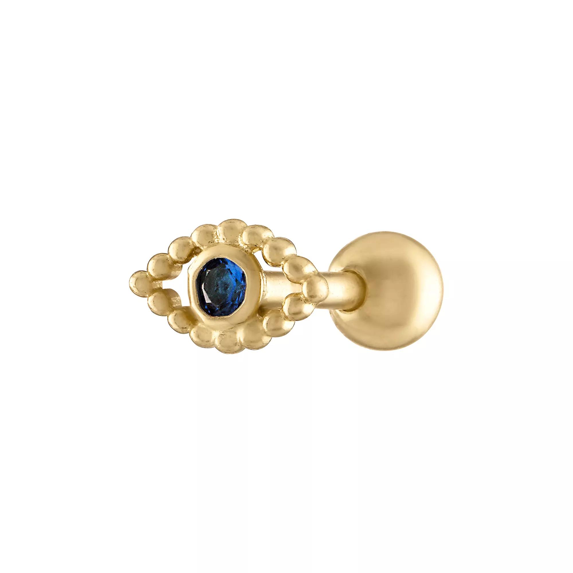 Amella Jewels 10k Gold Evil Eye Cubic Zirconia Barbell Cartilage Earring, Women's Product Image