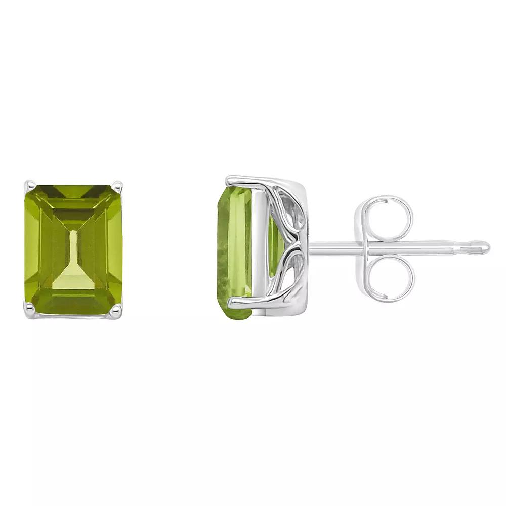 Alyson Layne 14k Gold Emerald Cut Peridot Stud Earrings, Women's, 14k White Gold Product Image
