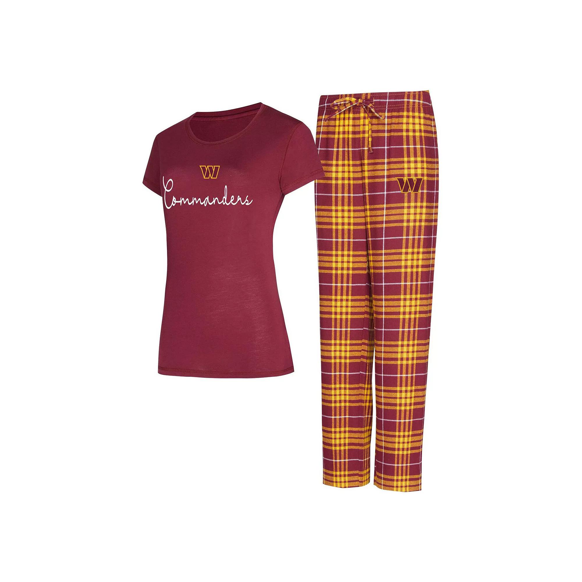 Women's Concepts Sport Washington Commanders Vector T-Shirt & Flannel Pants Sleep Set, Size: 2XL, Wft Med Re Product Image