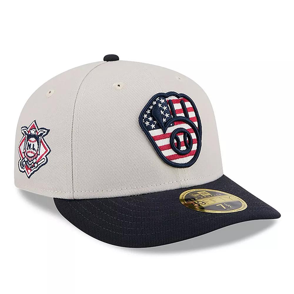 Men's New Era  Khaki/Black Milwaukee Brewers 2024 Fourth of July Low Profile 59FIFTY Fitted Hat, Size: 7, Beig K Product Image