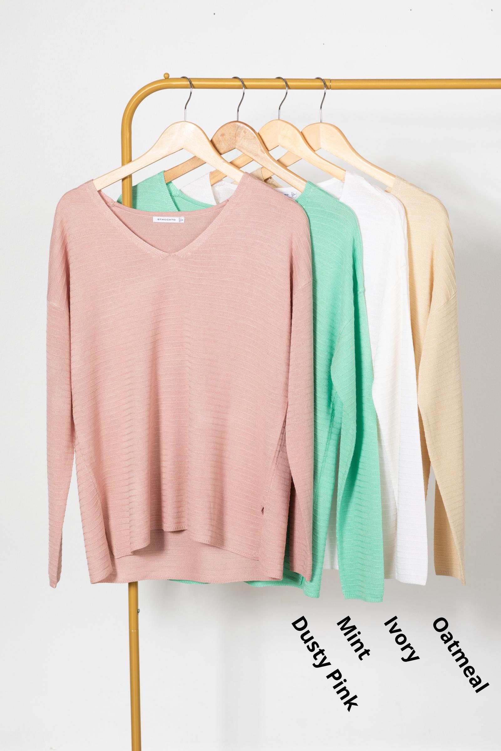 Textured Stripe V-Neck Sweater Top Product Image