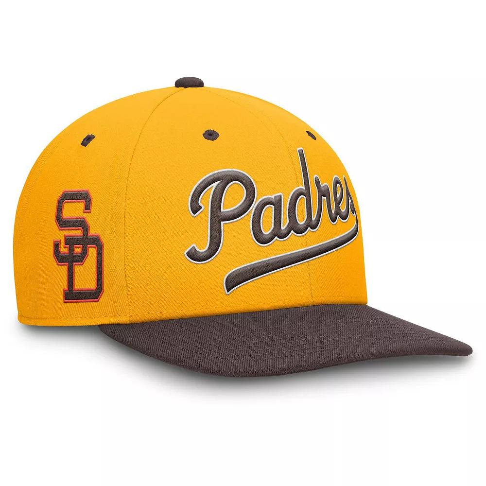 Men's Nike Gold/Brown San Diego Padres Cooperstown Collection Pro Performance Snapback Hat, Size: Medium/Large Product Image