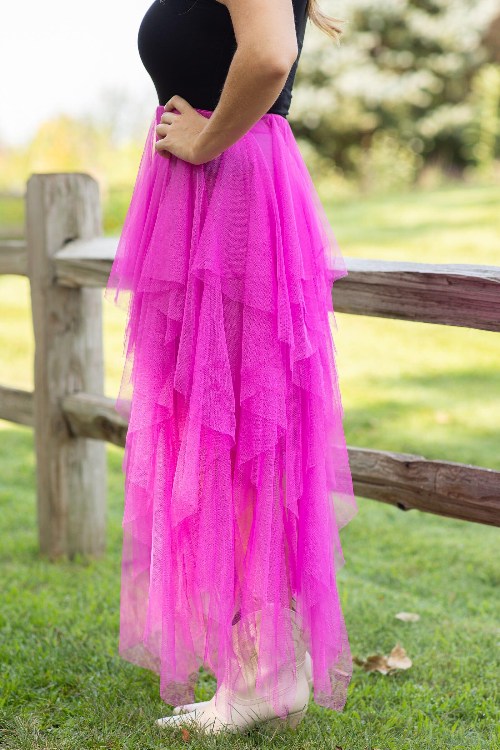 Fuchsia Tulle Maxi Skirt Product Image