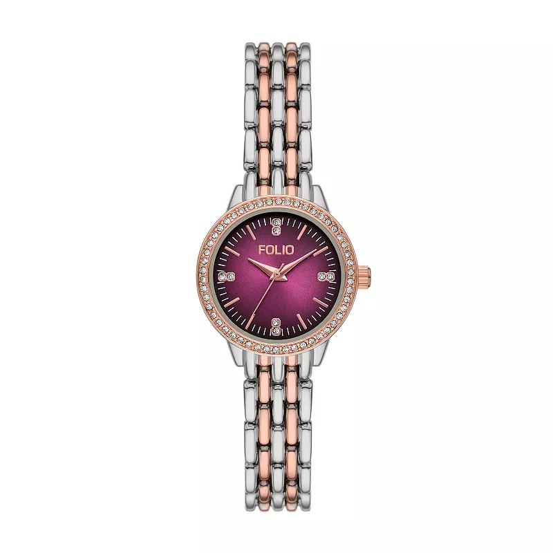 Folio Women's Two Tone Glitz Dial Watch, Rose Silver Two Tone Product Image