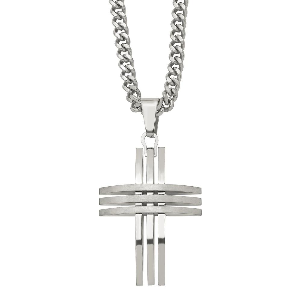 Men's Stainless Steel Cross Pendant Necklace Product Image