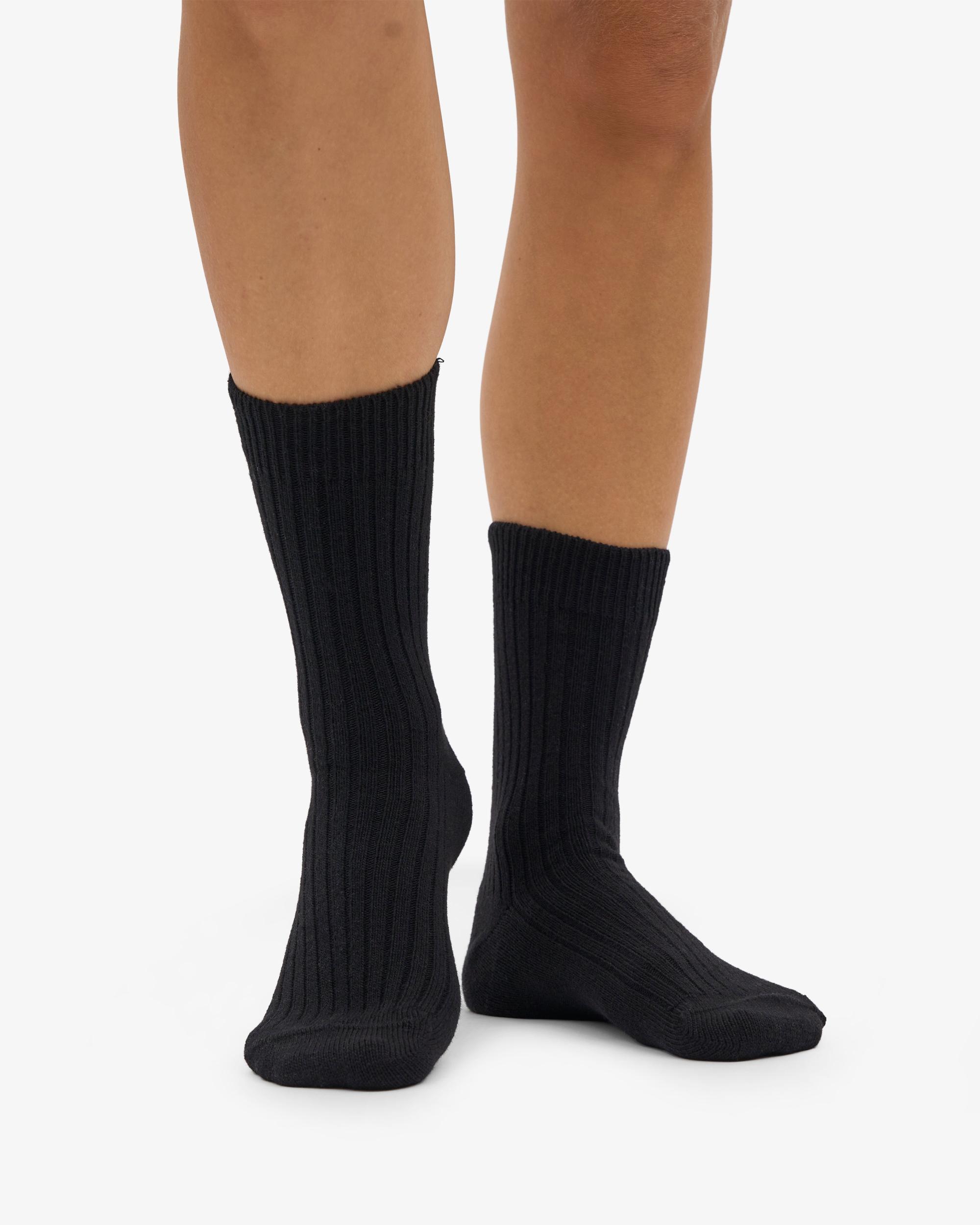 Merino Wool Blend Sock - Deep Black Product Image