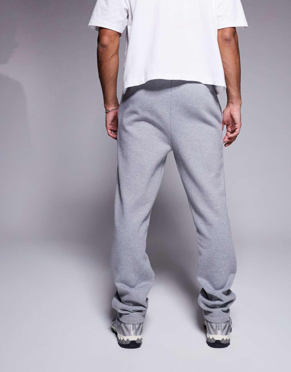 ASOS DESIGN premium heavyweight straight leg sweatpants in heather gray Product Image