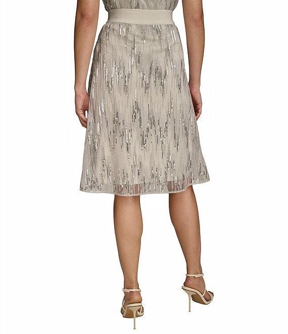 Donna Karan Sequin Mesh A-Line Skirt Product Image