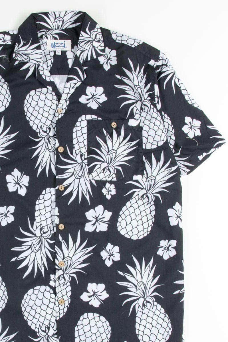 Black Pineapple Print Hawaiian Shirt Product Image