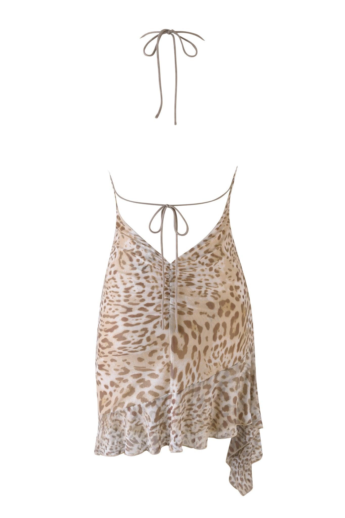 VIRA MINI DRESS - NEUTRAL : ANIMAL : JAGUAR Product Image