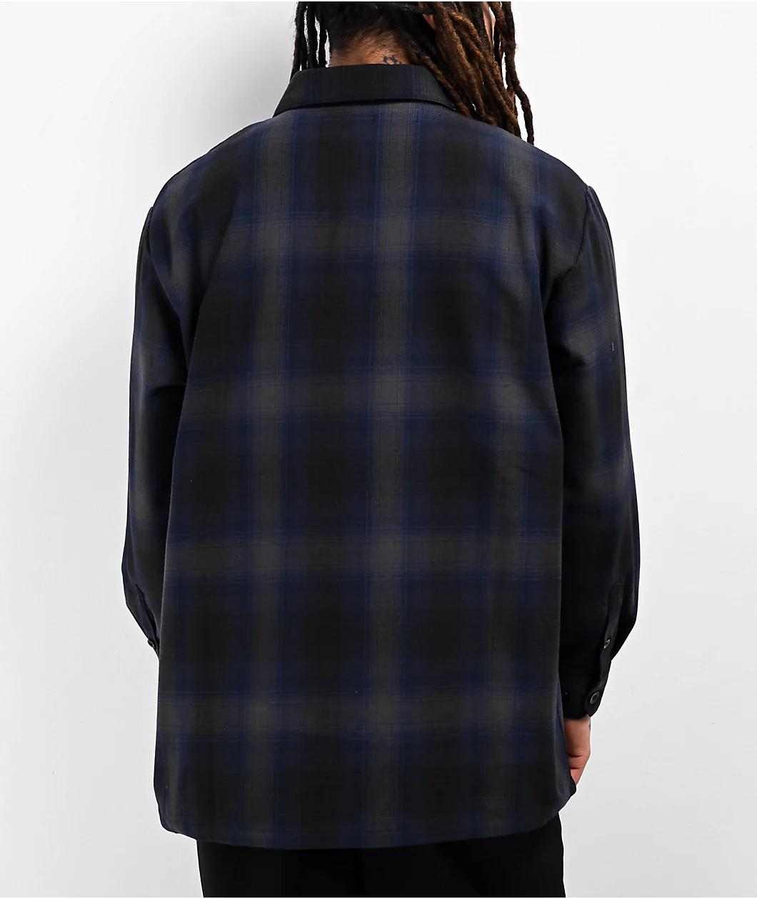 FB County Navy Blue & Black Checker Zip Long Sleeve Shirt Product Image