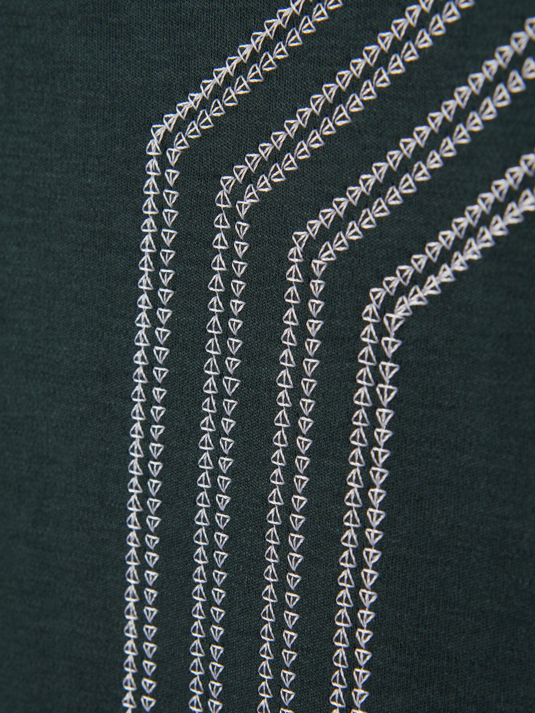 Mercerised Cotton Embroidered Cuban Collar Shirt in Emerald Product Image