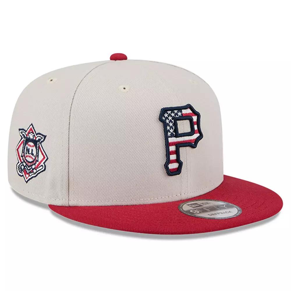 Men's New Era Khaki/Red Pittsburgh Pirates 2024 Fourth of July 9FIFTY Snapback Hat, Beig K Product Image