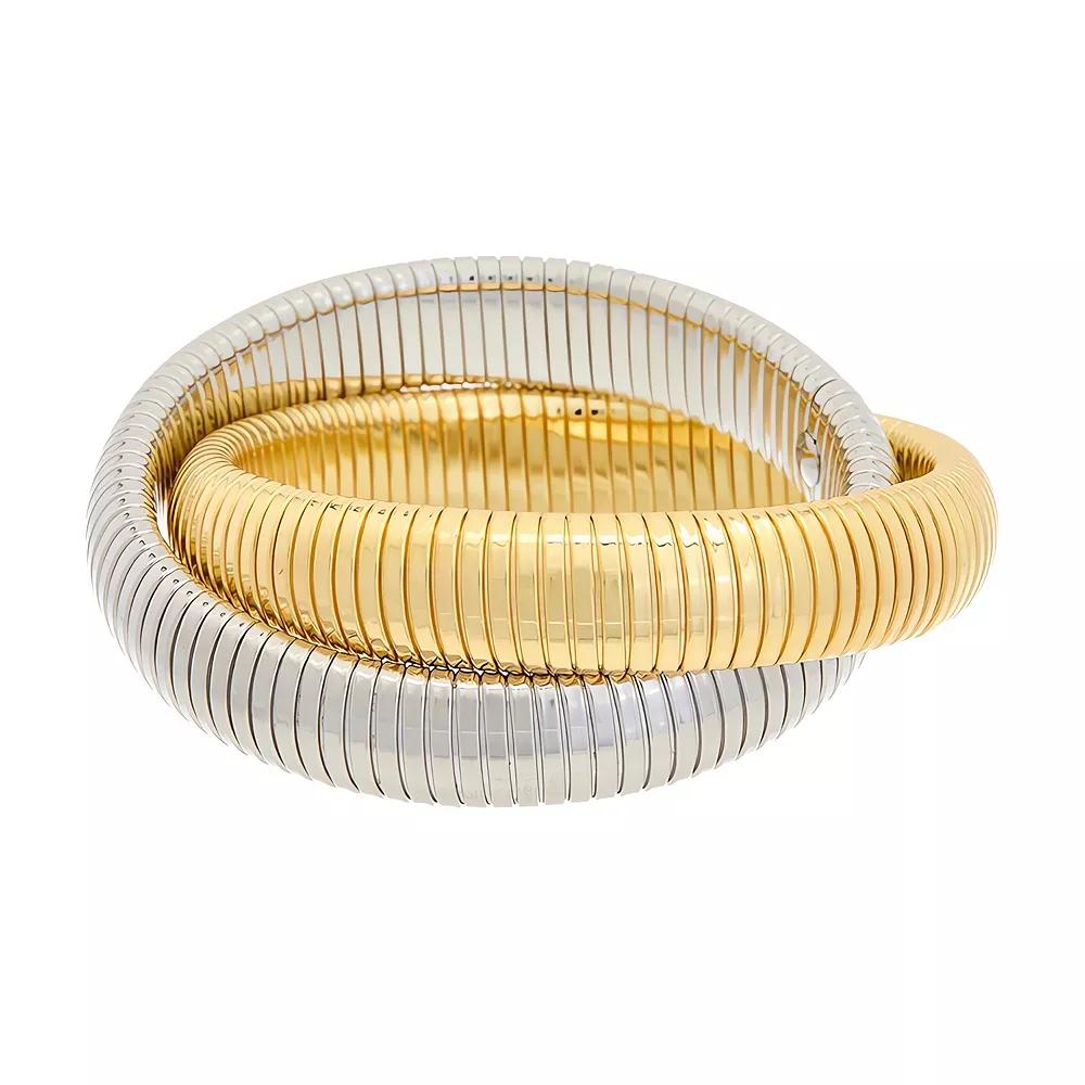 Meshmerise 18kt Gold Plated Bangle Bracelet, Women's, Two Tone Product Image