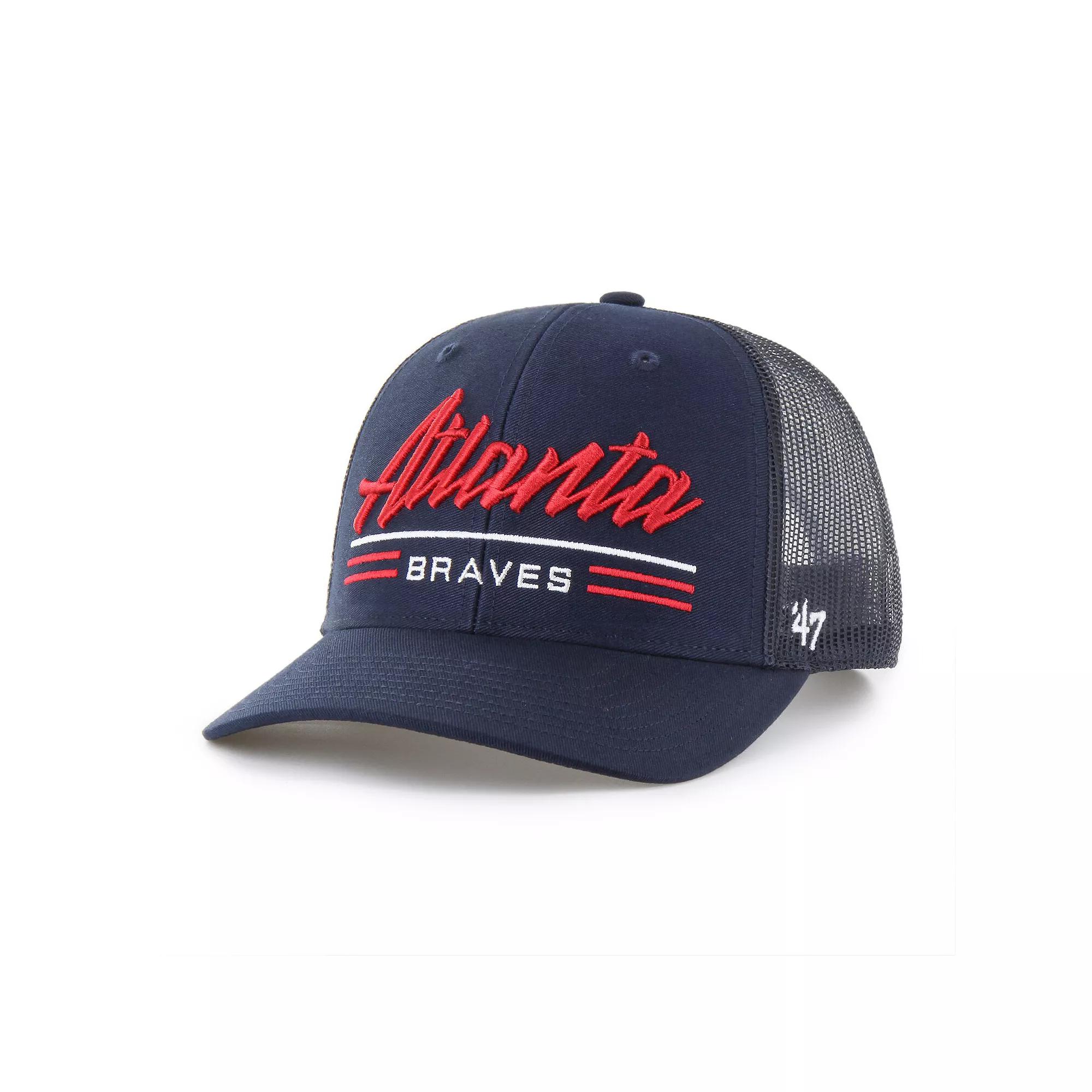 Men's '47 Navy Atlanta Braves Garner Trucker Adjustable Hat, Blue Product Image