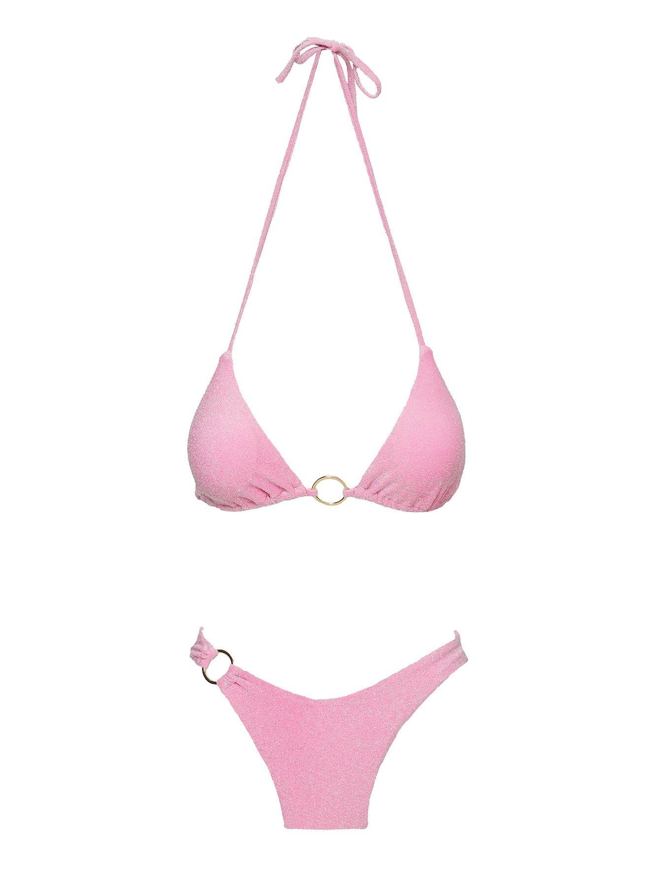 Layla High Cut Cheeky Bikini Bottoms Pink Product Image