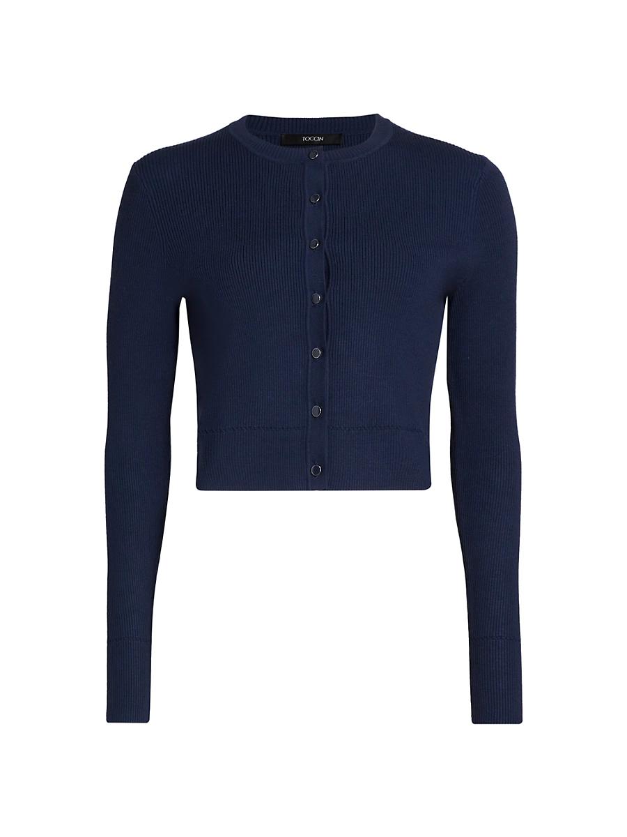 Womens Zoe Crop Crewneck Cardigan Product Image