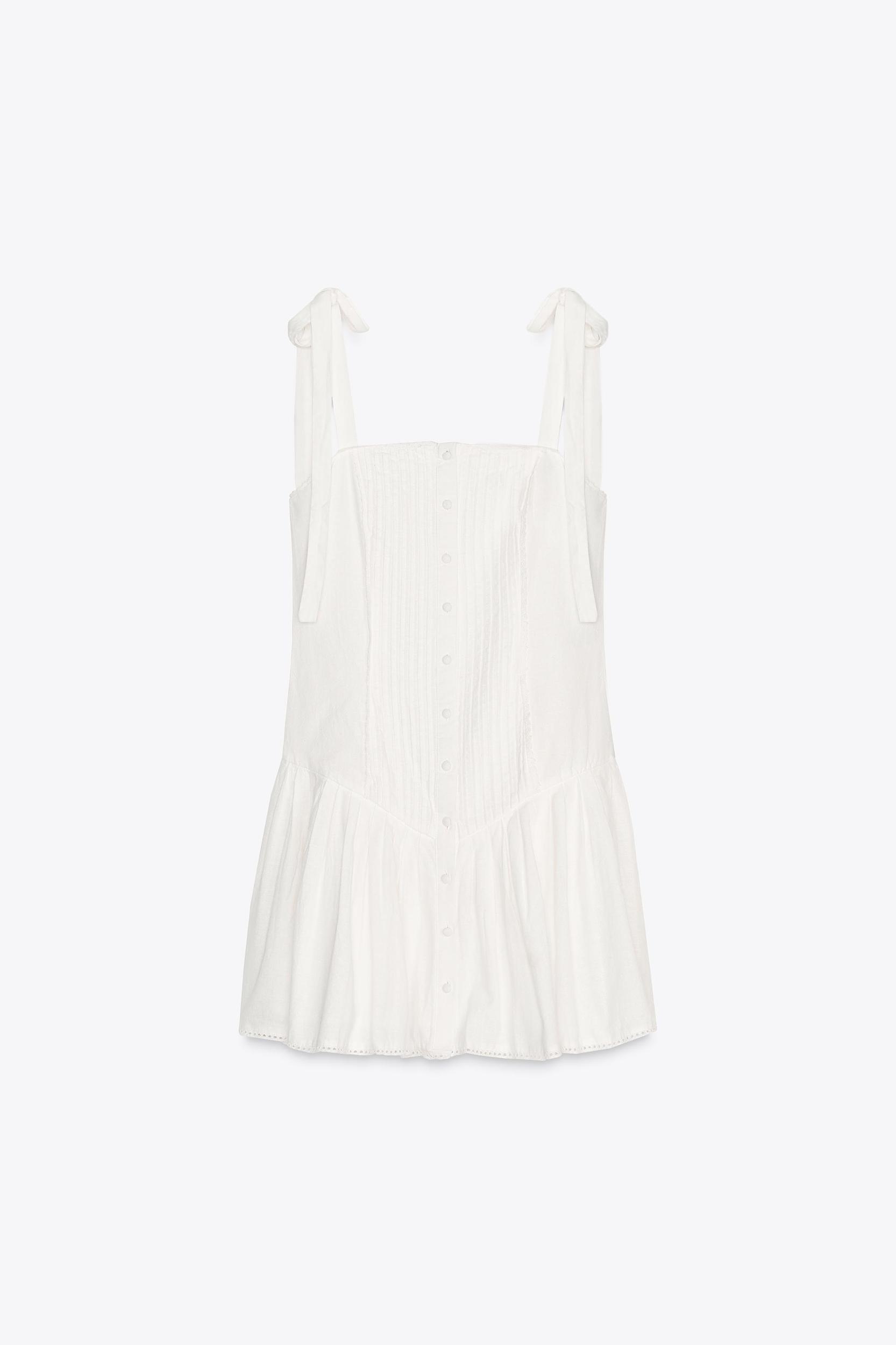 SMOCKED AND PLEATED SHORT DRESS Product Image