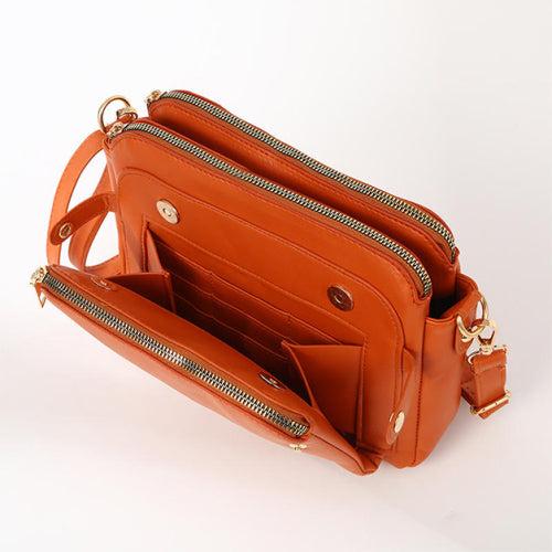 Crossbody Leather Shoulder Bag and Clutch with Stainless Steel Card Wallet Product Image