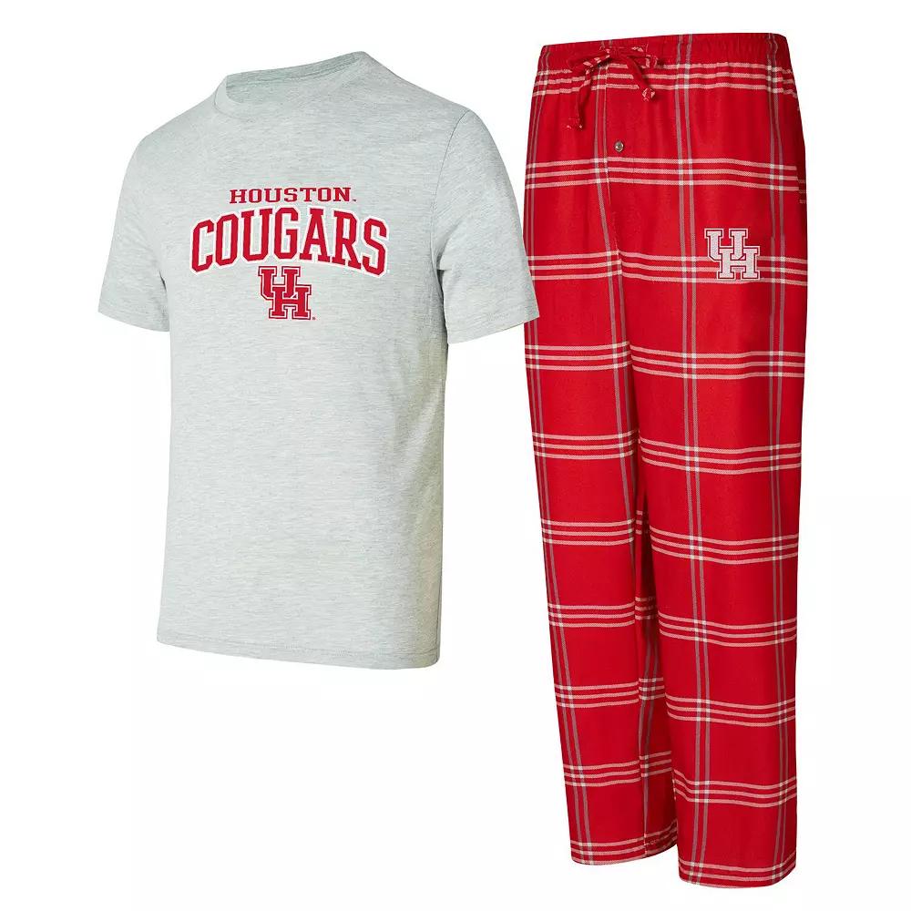 Men's Concepts Sport Red/Gray Houston Cougars T-Shirt & Pants Sleep Set, Size: Large, Hou Red Product Image
