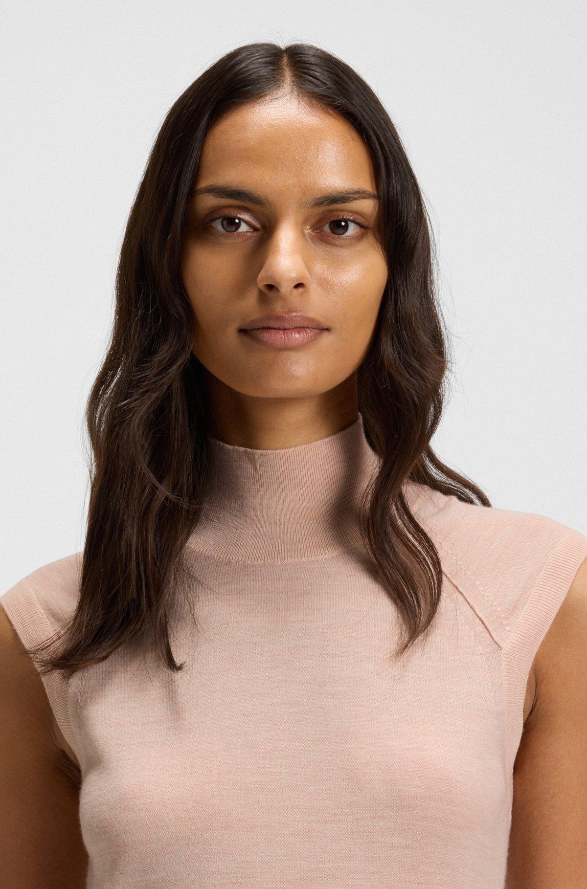High-neck top in merino wool Product Image