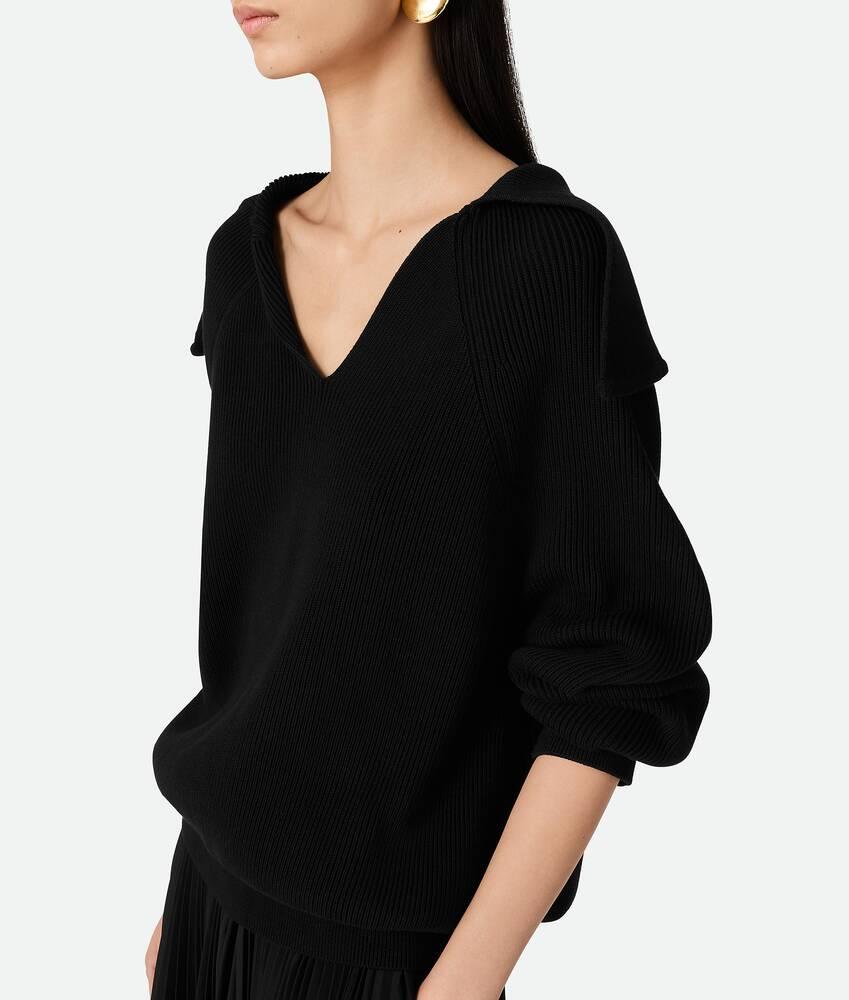 Women's Cotton Rib Jumper in Black Product Image