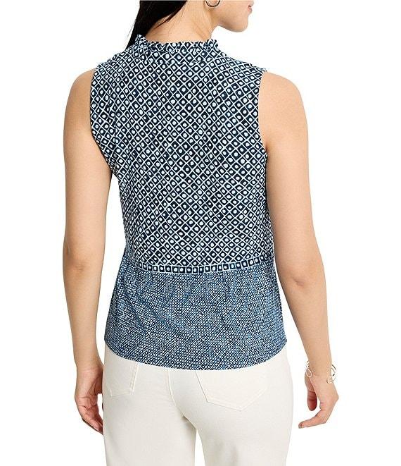 NIC + ZOE Coastal Geo Split Neck Sleeveless Peplum Tank Product Image