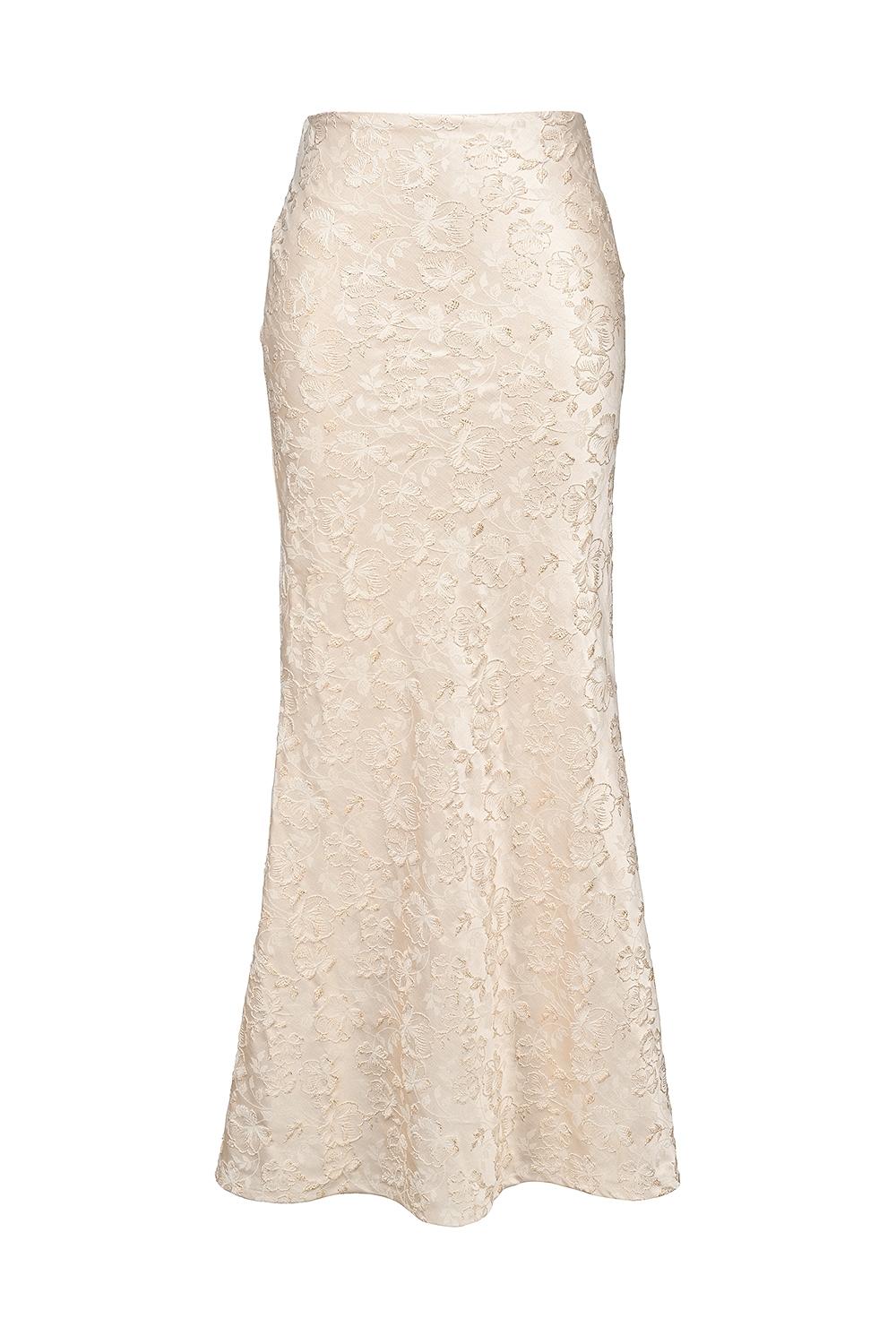 Mara  ivory metallic jacquard maxi skirt Product Image