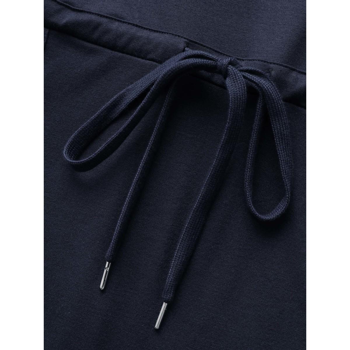 Plus Size Plain Pocket Drawstring Overall Dress Navy Women Casual Non Non Sleeveless Curvy BloomChic 28/5X Product Image