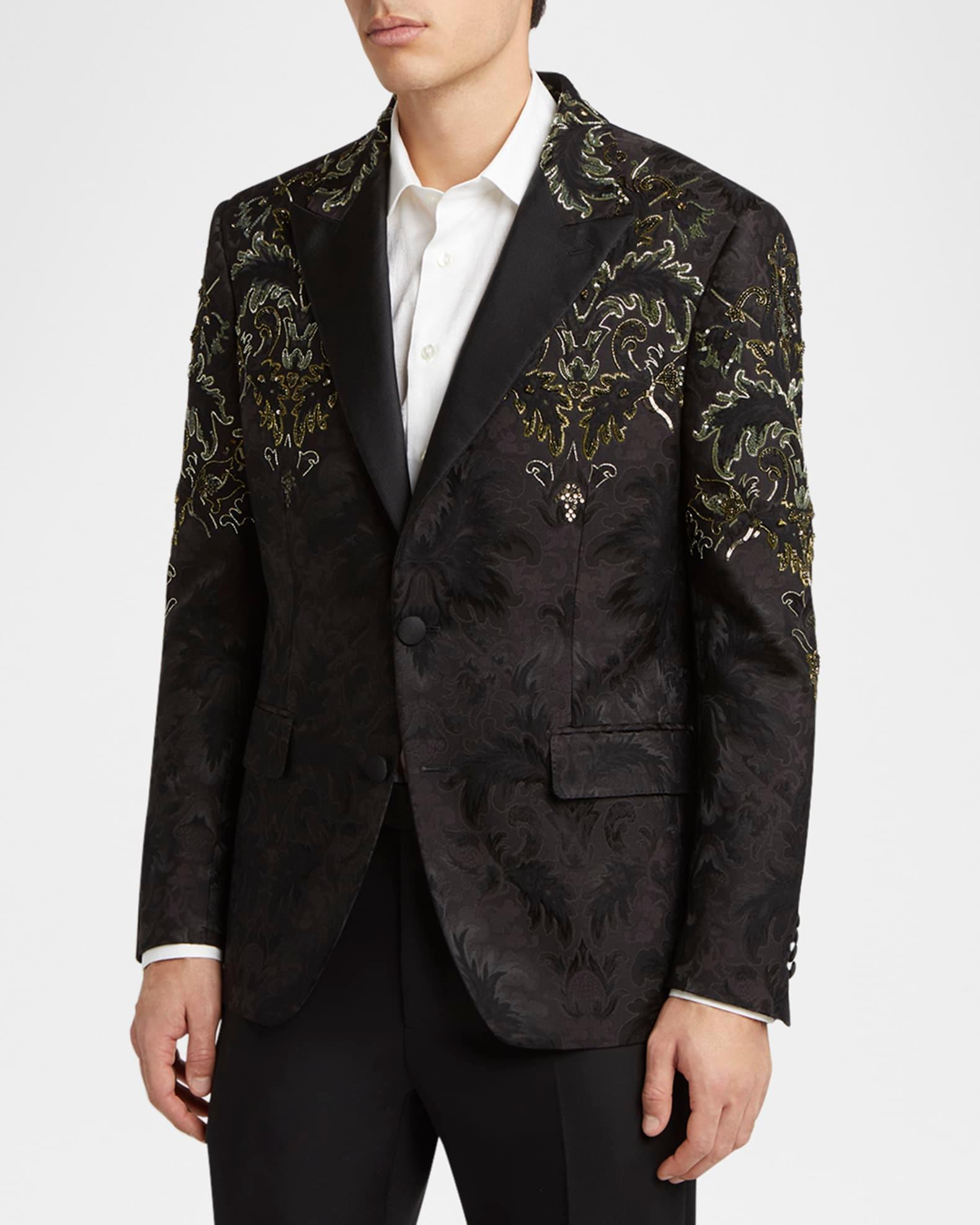 Men's Embroidered Damask Jacquard Evening Jacket Product Image