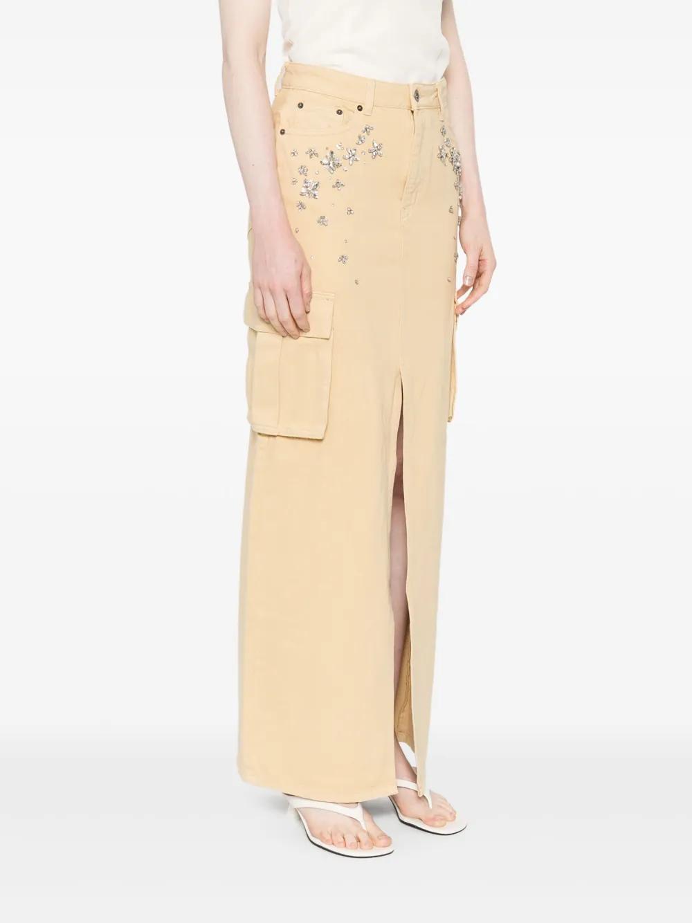 gem-embellished denim maxi skirt Product Image