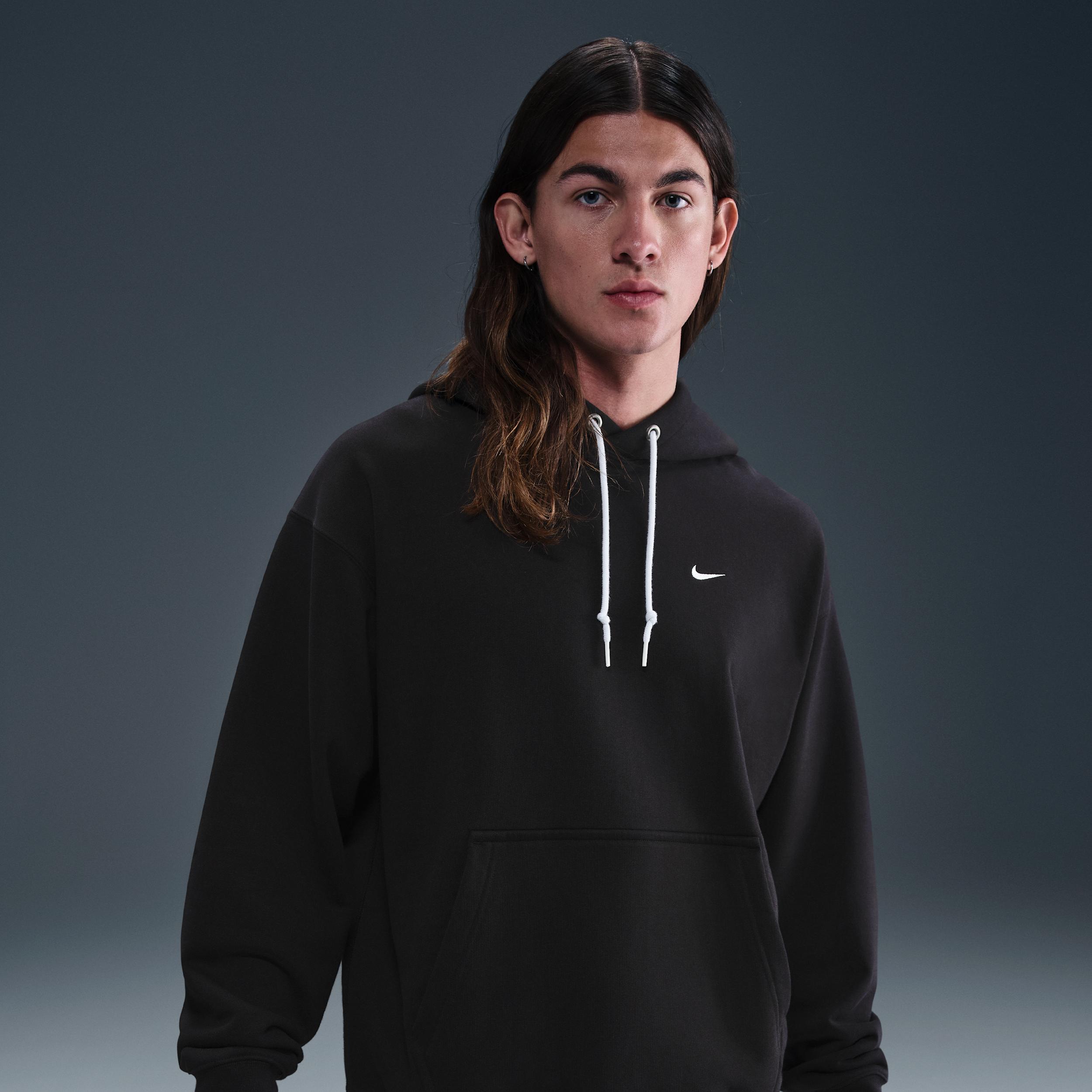 Nike Mens Solo Swoosh French Terry Pullover Hoodie | DX0813-010 Product Image