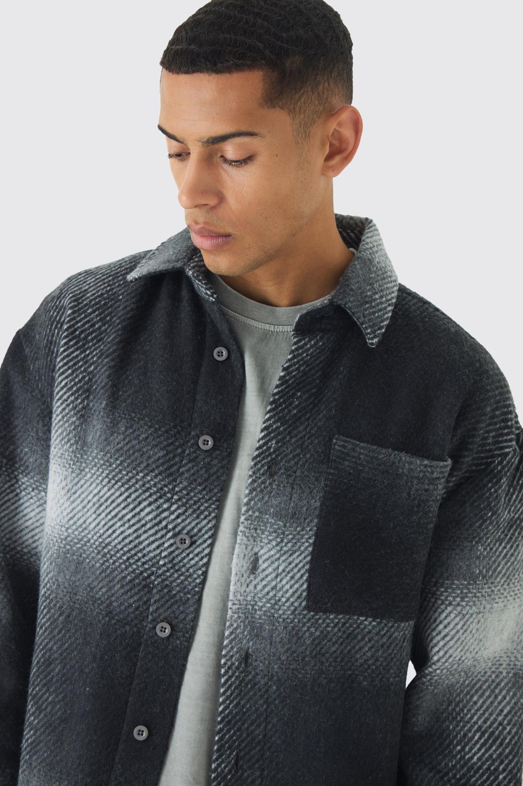 Regular Fit Brushed Flannel Shirt Jacket | boohooMAN USA Product Image