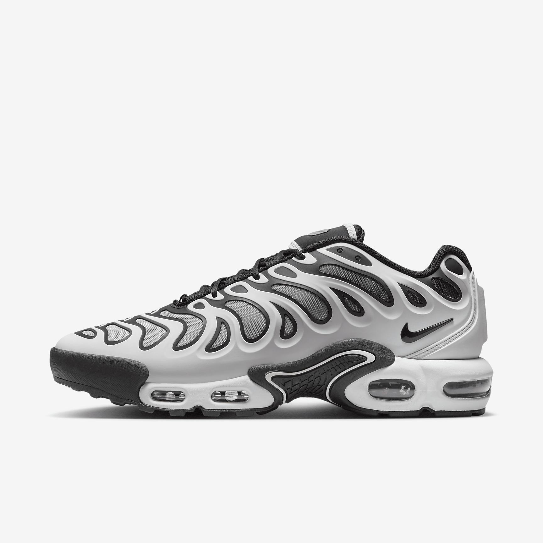 Nike Mens Nike Air Max Plus Drift - Mens Running Shoes White/Black/Metallic Silver Product Image