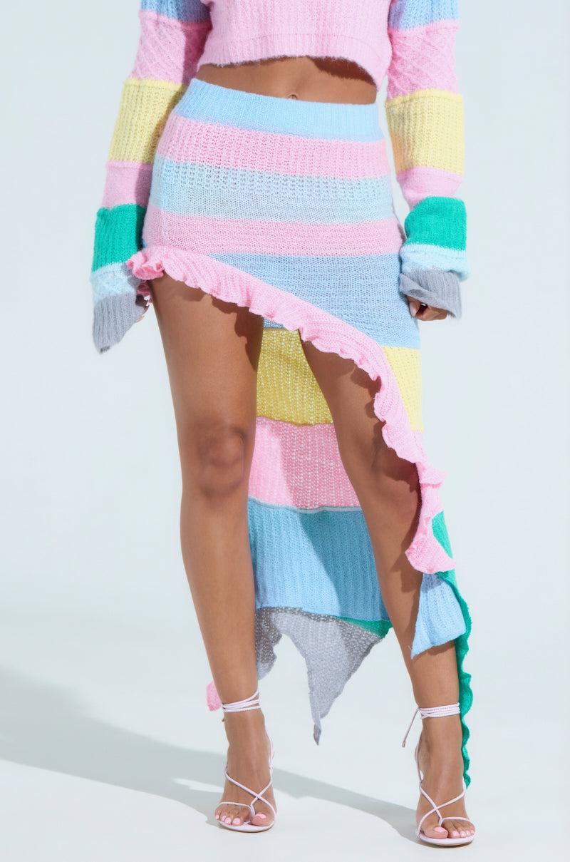 PRETTY LIKE ME SWEATER STRIPE SKIRT Product Image