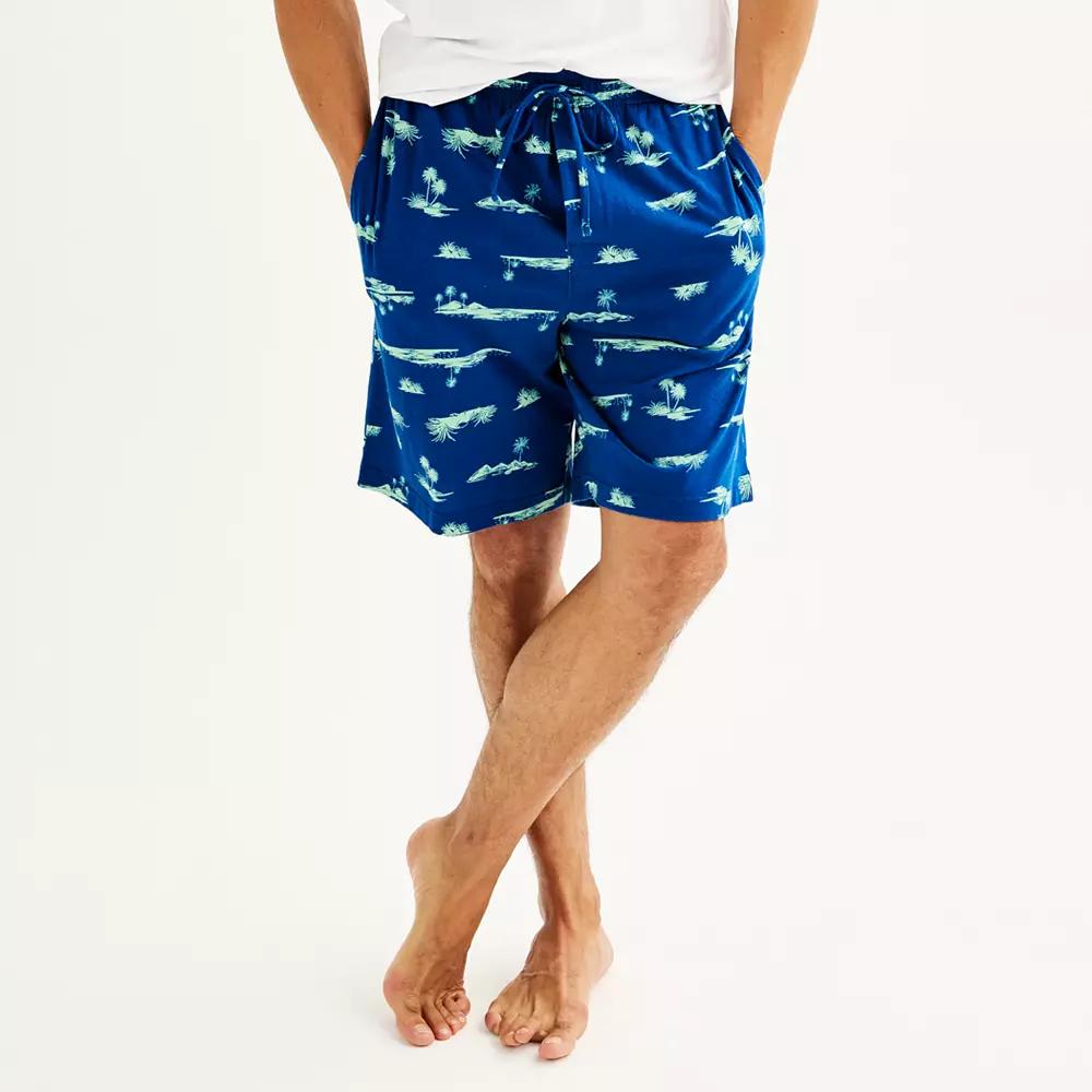 Men's Sonoma Goods For Life® Knit Pajama Shorts, Size: Small, Sleepy Palm Blue Product Image