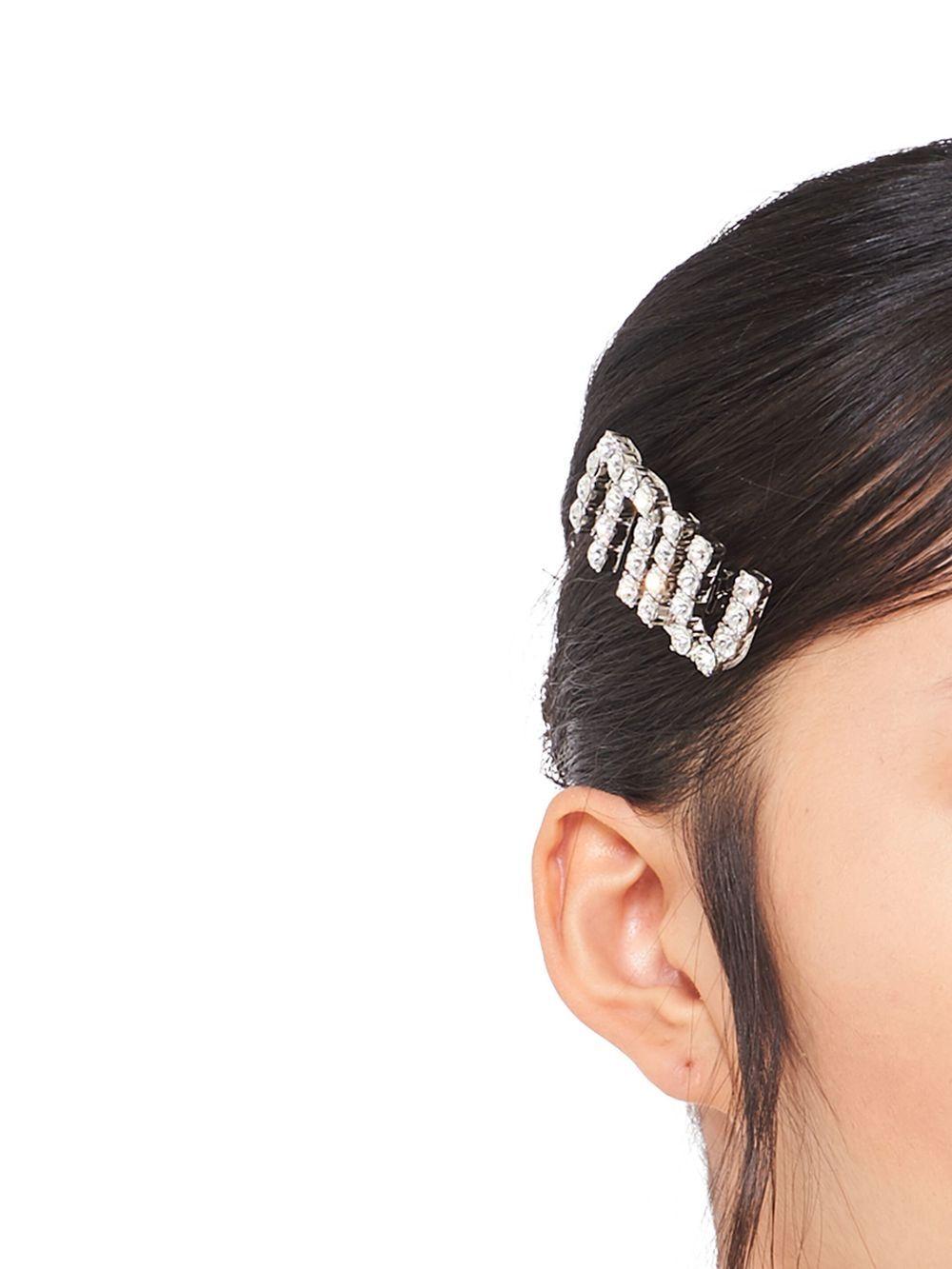 crystal-embellished logo hair clip Product Image