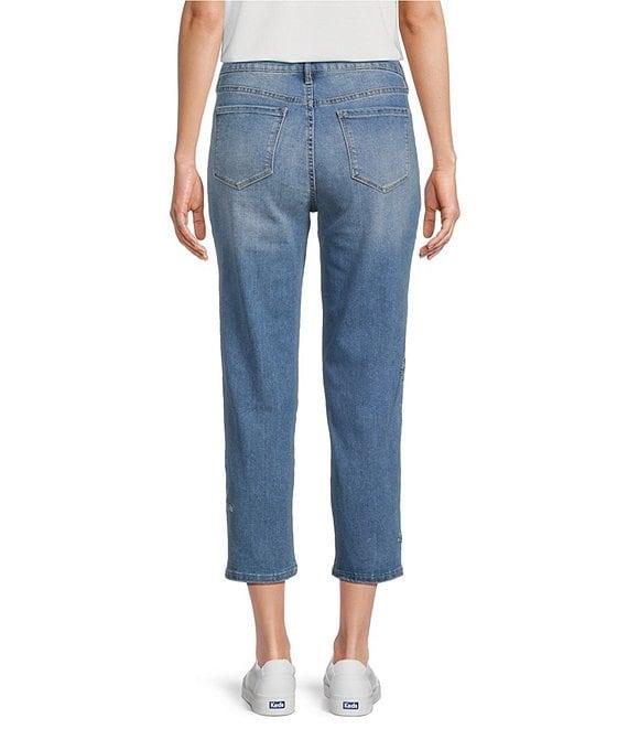 Code Bleu Chelsea Floral Embroidered High Rise Straight Leg Capri Jean Product Image