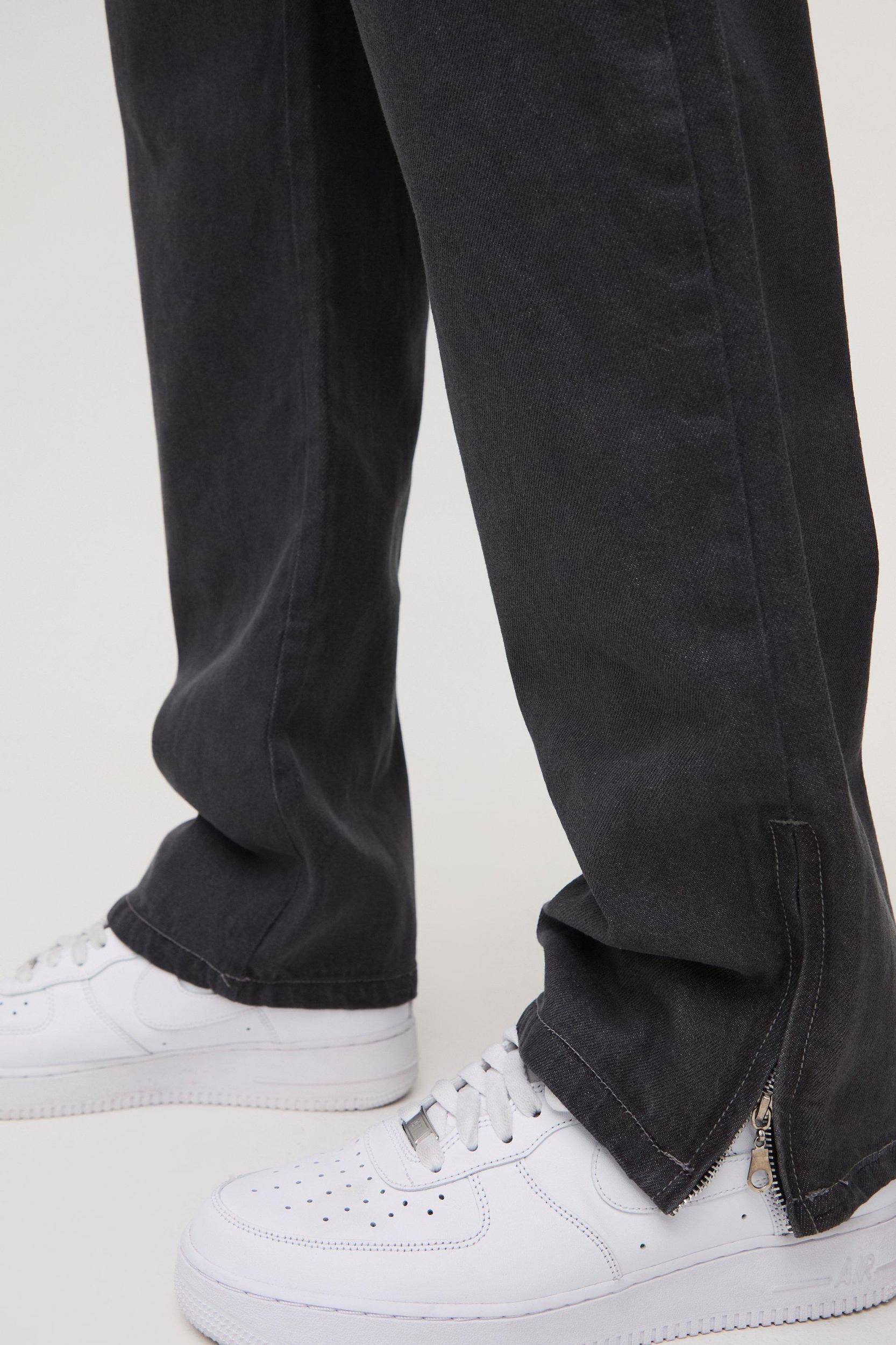 Tall Zip Hem Straight Fit Cargo Jeans | boohooMAN USA Product Image