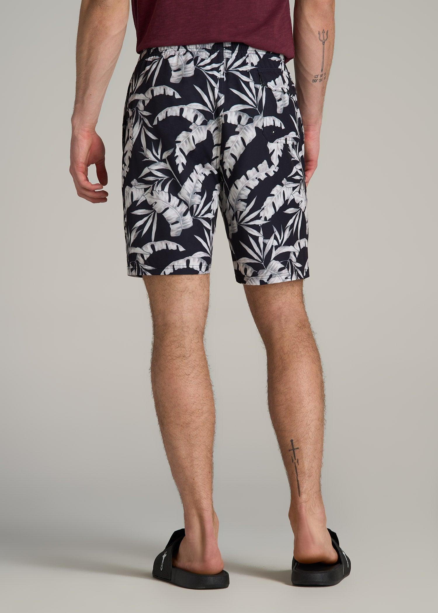 Volley Swim Shorts for Tall Men in White Palm Product Image