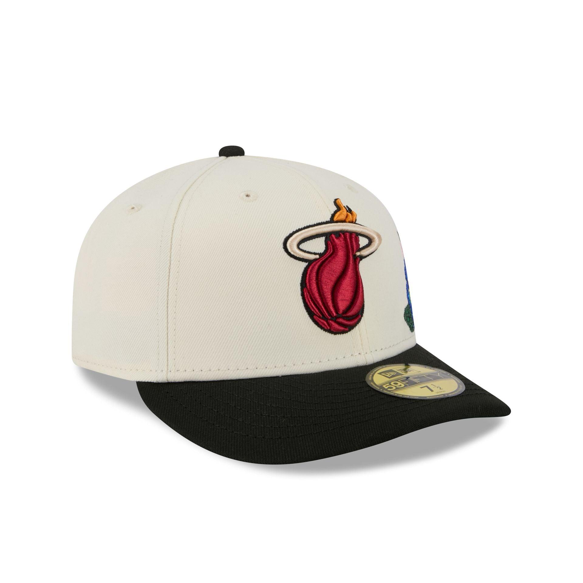 Miami Heat Tonal Florals White 59FIFTY Fitted Hat Male Product Image
