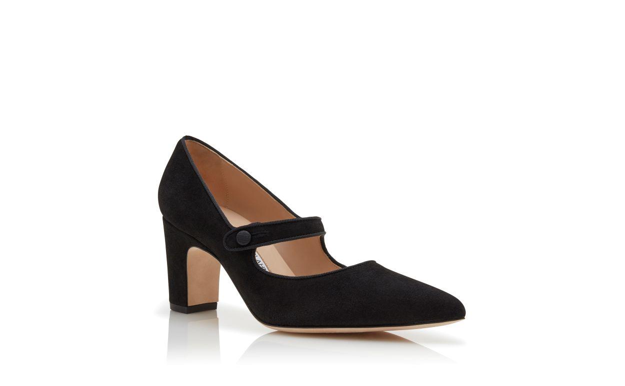 CAMPARIBA Black Suede Mary Jane Pumps Product Image