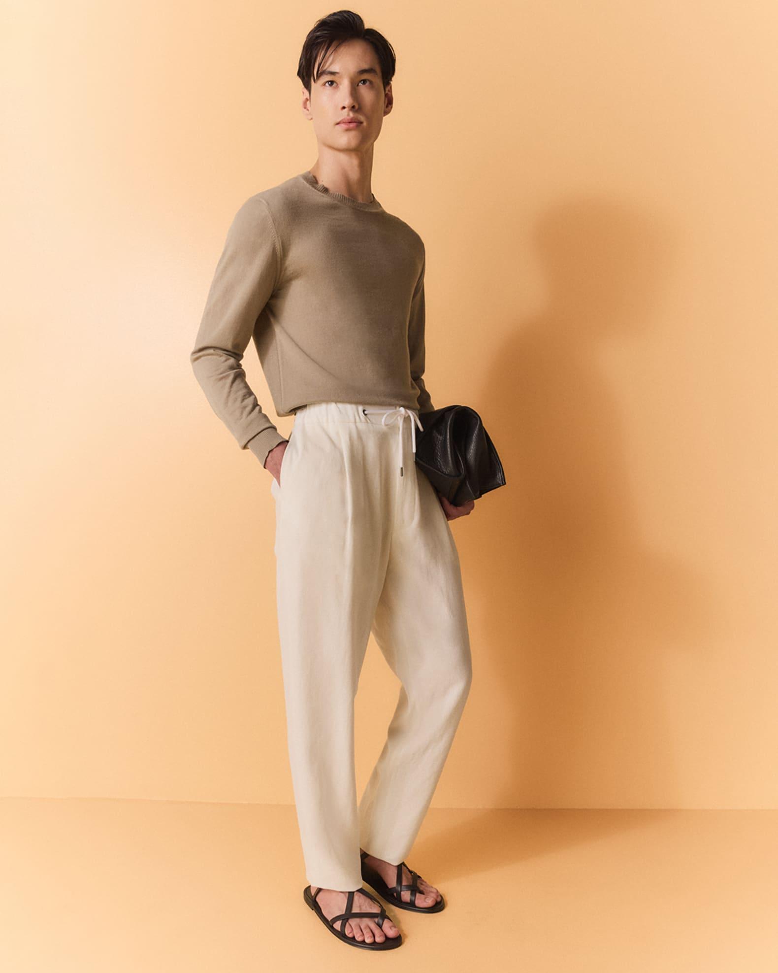 Men's Linen Drawstring Trousers Product Image