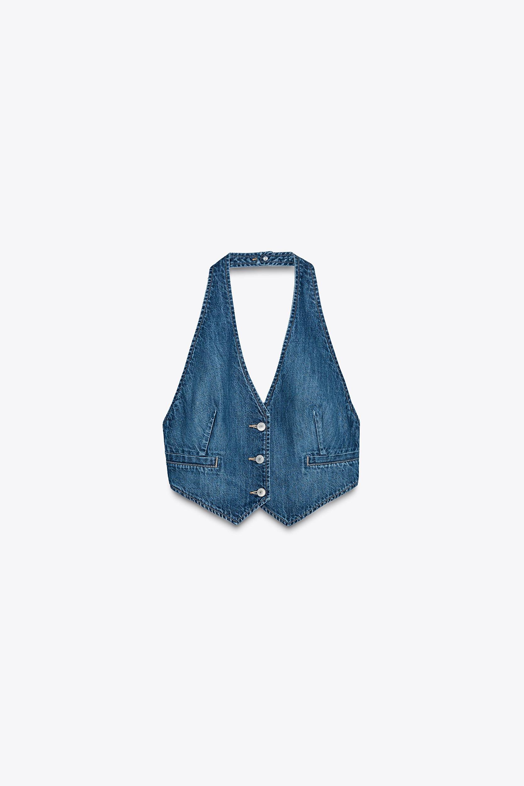 LACE-UP DENIM TOP Product Image
