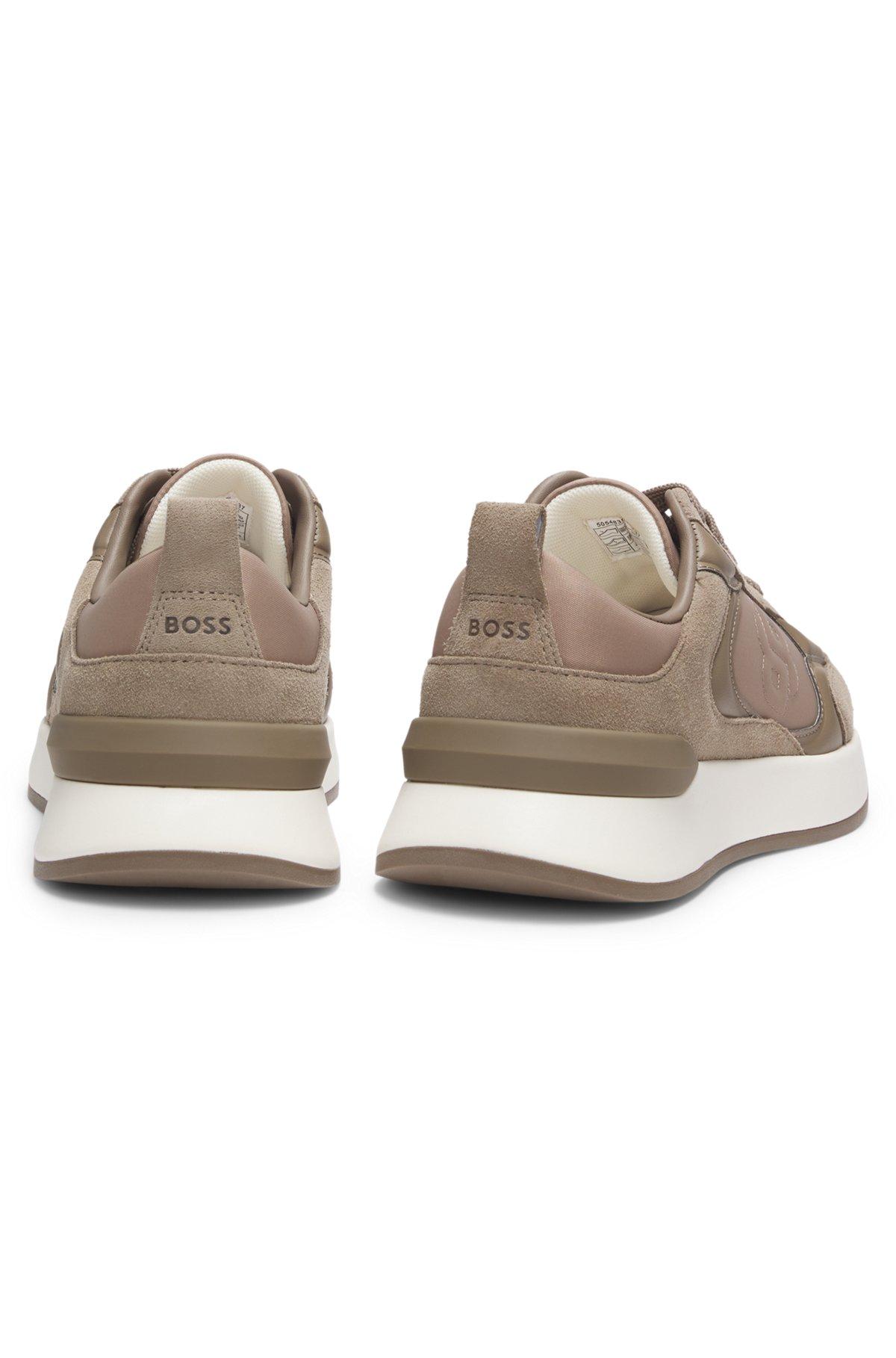Suede-trim trainers with Double B monogram Product Image