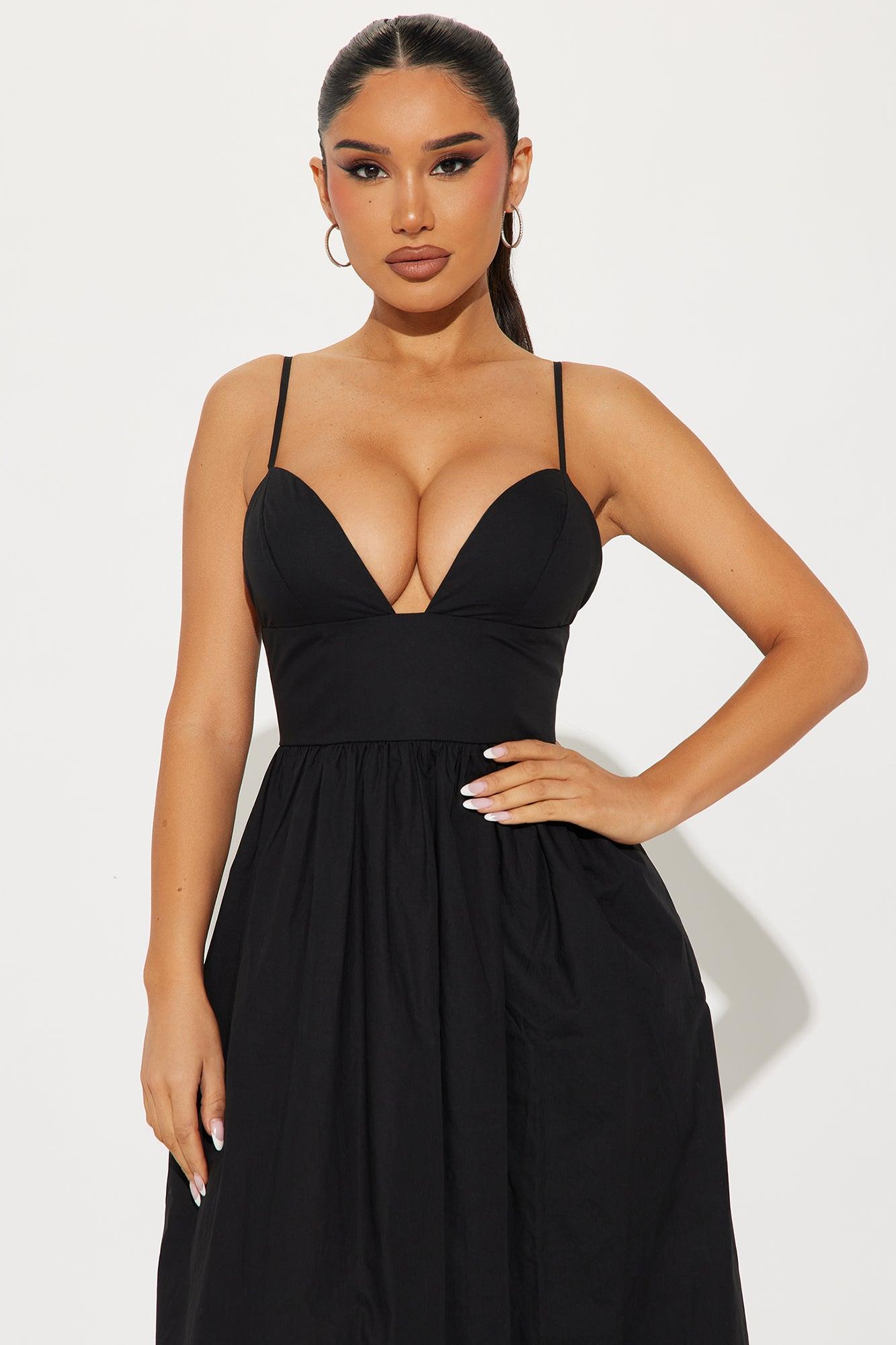 Destiny A Line Poplin Maxi Dress - Black Product Image